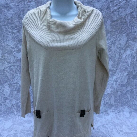 JEANNE PIERRE Cream Mock Neck Sweater Long Sleeve - Picture 2 of 7